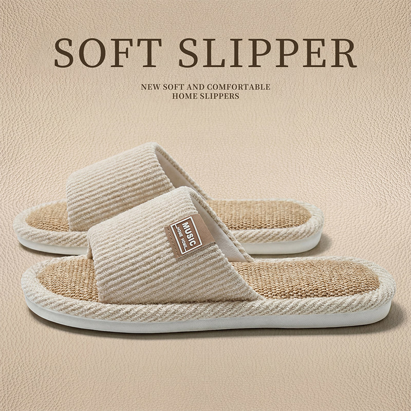 日式简约亚麻拖鞋女2026夏季透气吸汗防臭防滑室内家居棉麻布拖鞋