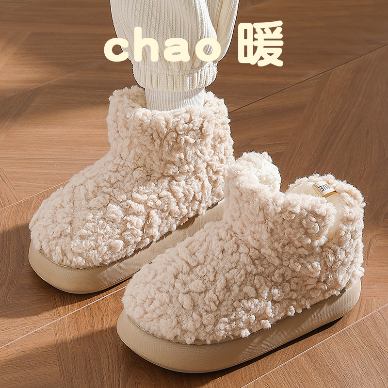 加绒棉鞋高包跟保暖防滑外穿