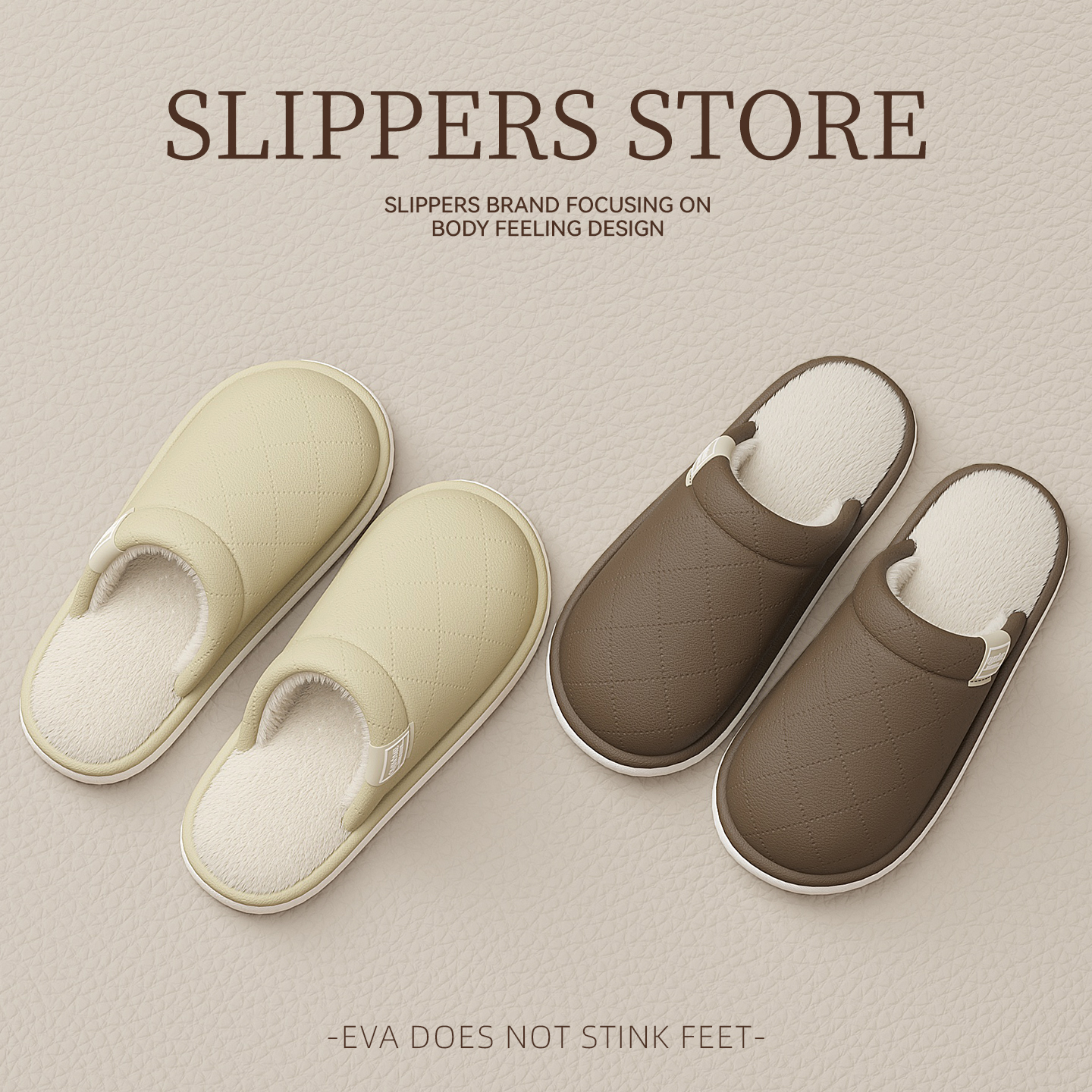 高级轻奢居家保暖PU防水棉拖女士