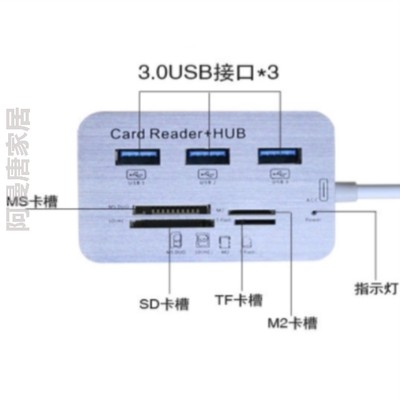 usb3.0高速扩展器多合一读卡器相机内存卡sd卡迷你tf卡多功能转换