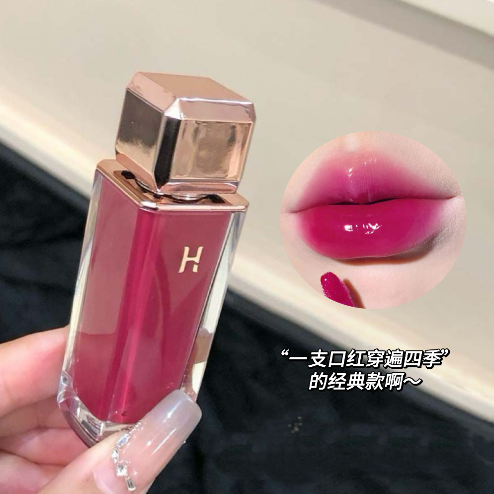 冰透水光镜面唇釉自然显白易上色伪素颜口红嘟嘟唇蜜玫红清透百搭