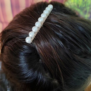 钢齿珍珠四叶草短款倒插梳包钻黑7齿10防滑碎发梳前额流海夹两侧