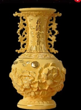绒沙金花瓶工艺品摆件客厅花开富贵家居酒店中式摆件 送朋友礼品