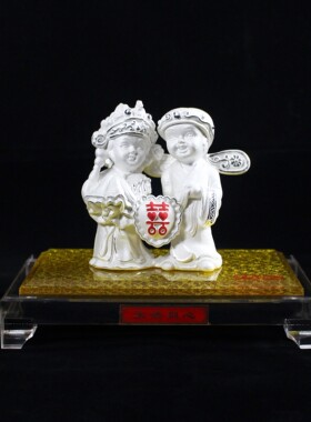 纯银永结同心婚庆摆件