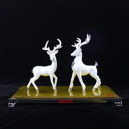 纯银鹿摆件一对300克家居电视柜客厅玄关酒柜装饰品 婚庆情侣礼物