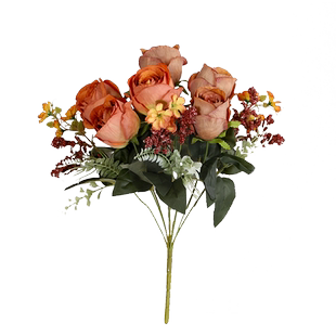 莱雅花艺法兰西仿真玫瑰花结婚楼梯绑花扶手装饰假花绢花客厅花艺