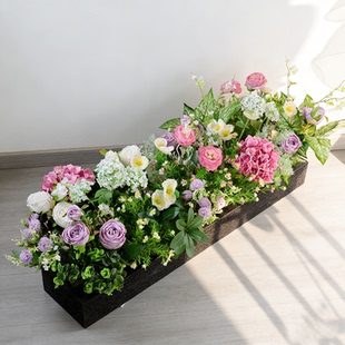 可订制 仿真花软装造景绿植假花橱窗花艺户外花箱花槽栅栏装饰花