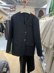 2024秋冬新款 V领宽松系扣50%羊毛外套 气质西装