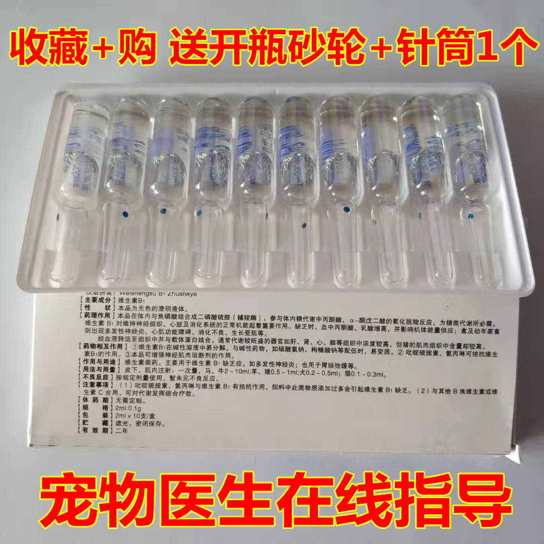维生素B1注射液针剂狗猫兔仓鼠刺猬鸟乌龟鱼神经炎心肌炎开胃健胃