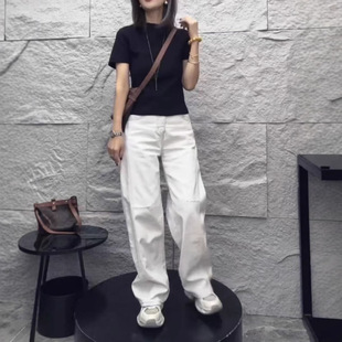 kitty夏季 简约圆领短袖 英国cherry 新款 显瘦 t恤休闲直筒裤 修身