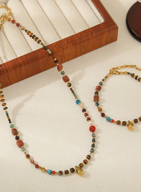 英国cherry kitty非洲松石水滴简约金色吊坠锁骨项链原创设计