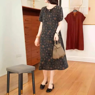 kitty夏季 短袖 英国cherry 新款 显瘦女裙 中长款 宽松连衣裙时尚