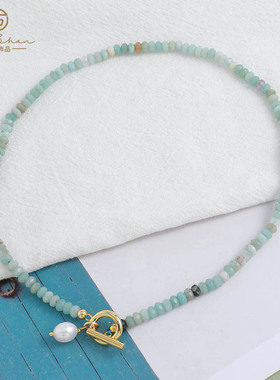 英国cherry kitty新款彩色石串珠项链女高级感ins简约度假风ot扣