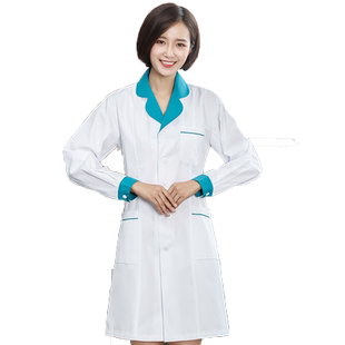药店工作服女长袖白大褂医生服短袖药房美容院美容师工装冬季加厚