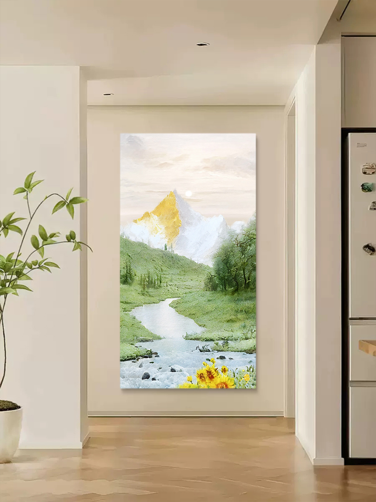 微喷晶瓷《青山远黛》现代走廊过道挂画入户玄关装饰画立体风景画图片