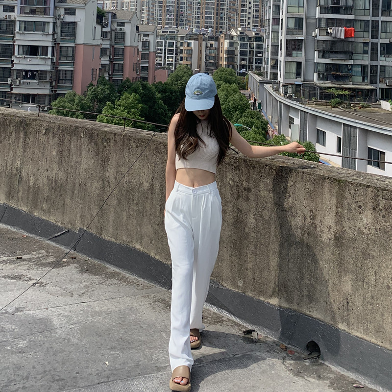 实拍 阔腿裤女2022年新款高腰直筒休闲宽松百搭显瘦垂感拖地长裤