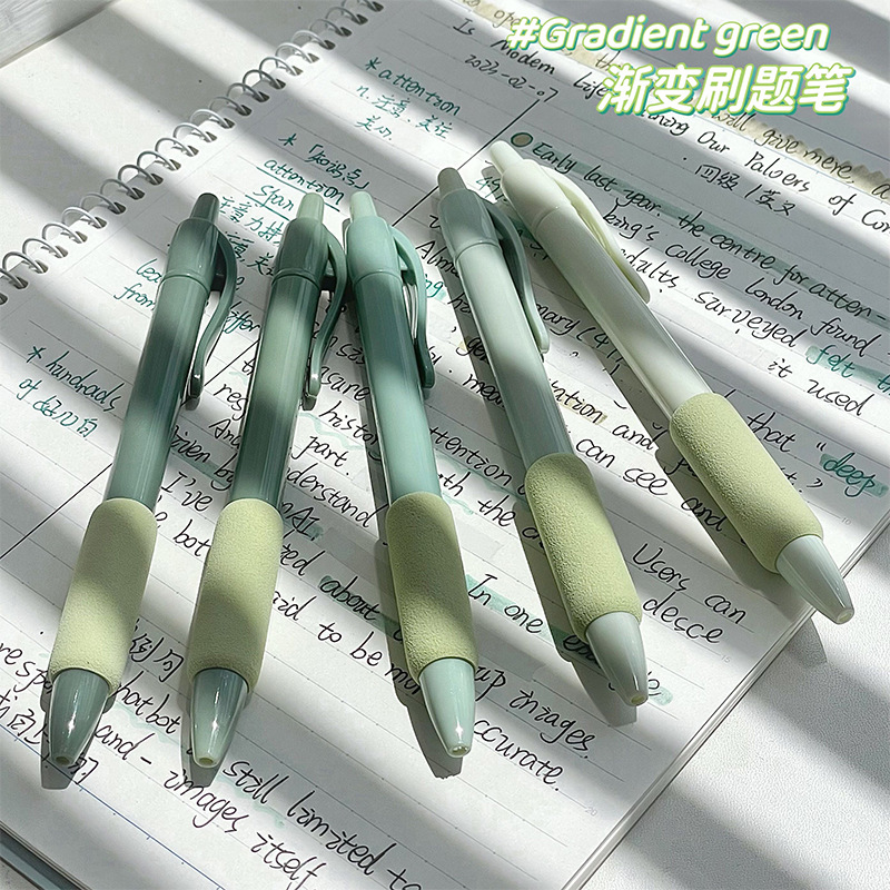 葫芦头黑色中性笔ins高颜值欧包笔握渐变按动笔速干顺滑刷题笔