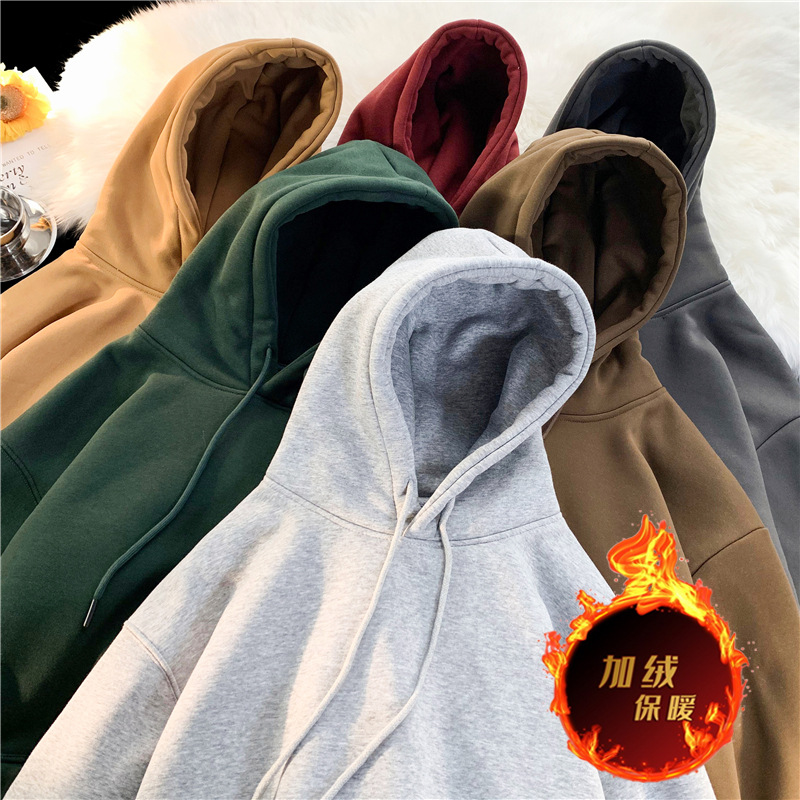 【伍先生专属】长袖时尚休闲连帽加绒卫衣长袖A07