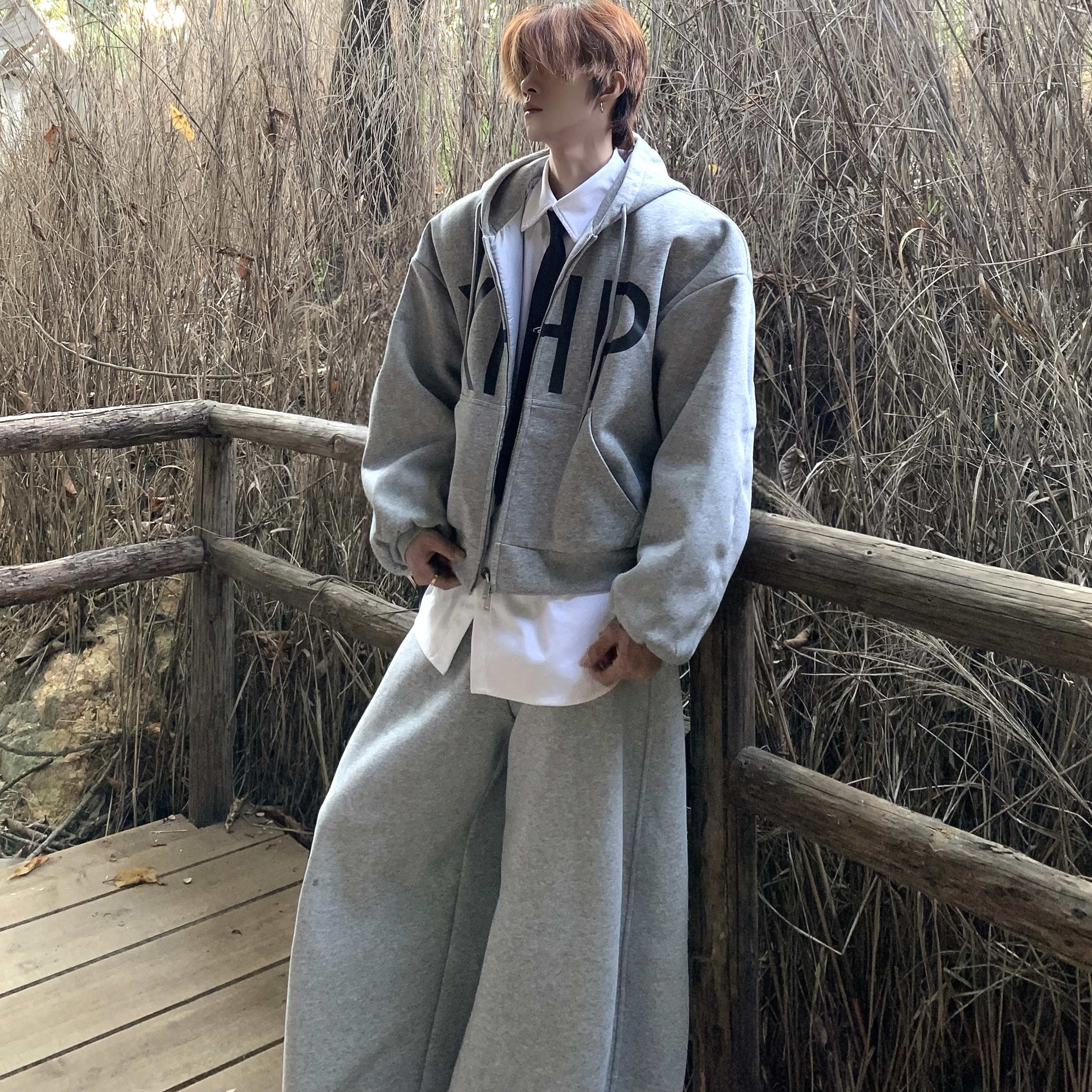 夹棉落肩连帽卫衣休闲短款外套