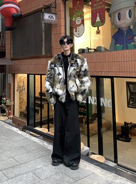 加厚秋冬混色重磅毛毛皮草外套