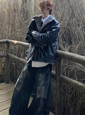 Med老叔 轻奢cleanfit座山雕外套男冬季高级感痞帅夹棉加厚皮棉服