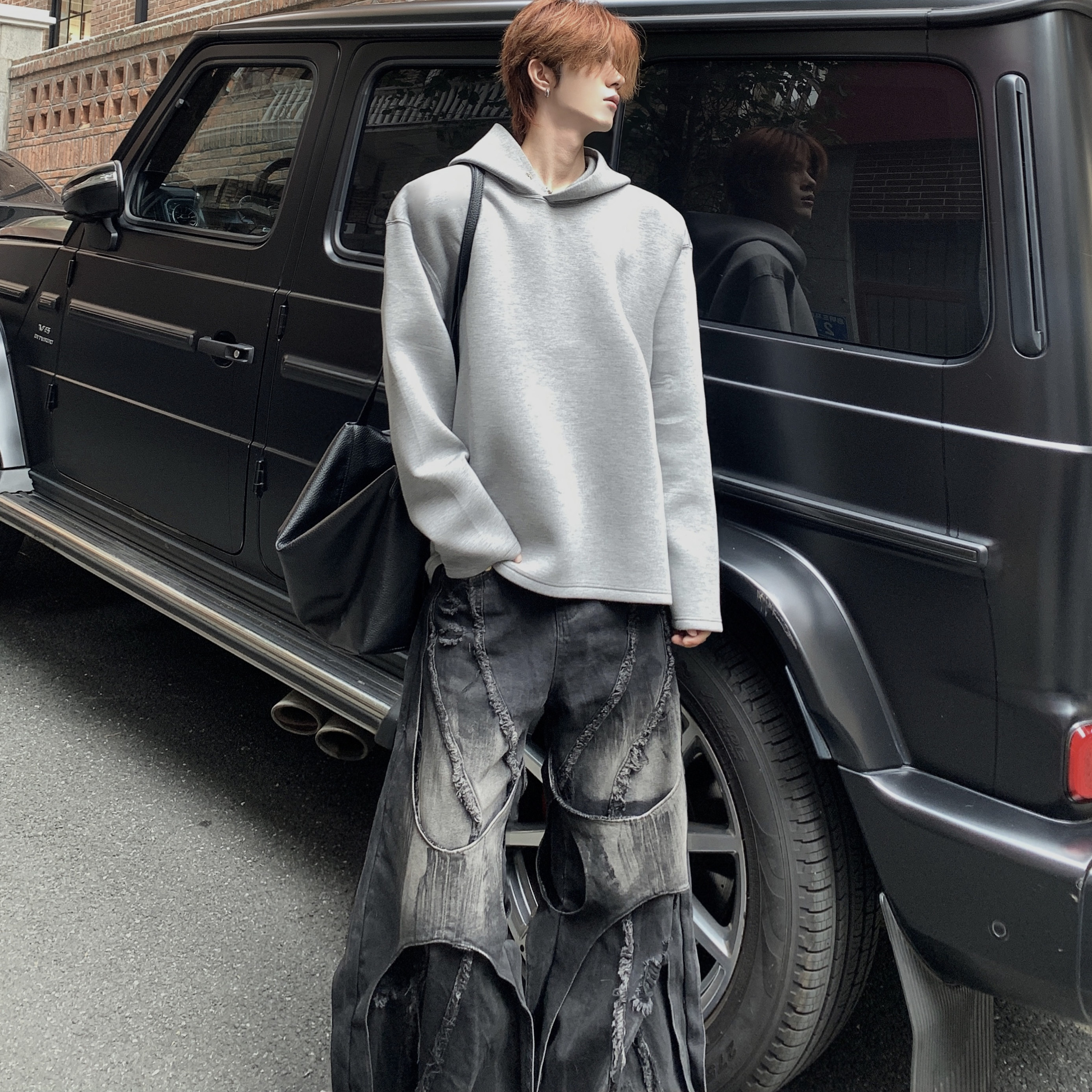 太空棉灰色连帽卫衣男女上衣