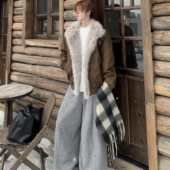 夹克棉服 加绒短款 Med老叔 高级感大毛领cleanfit座山雕外套男冬季