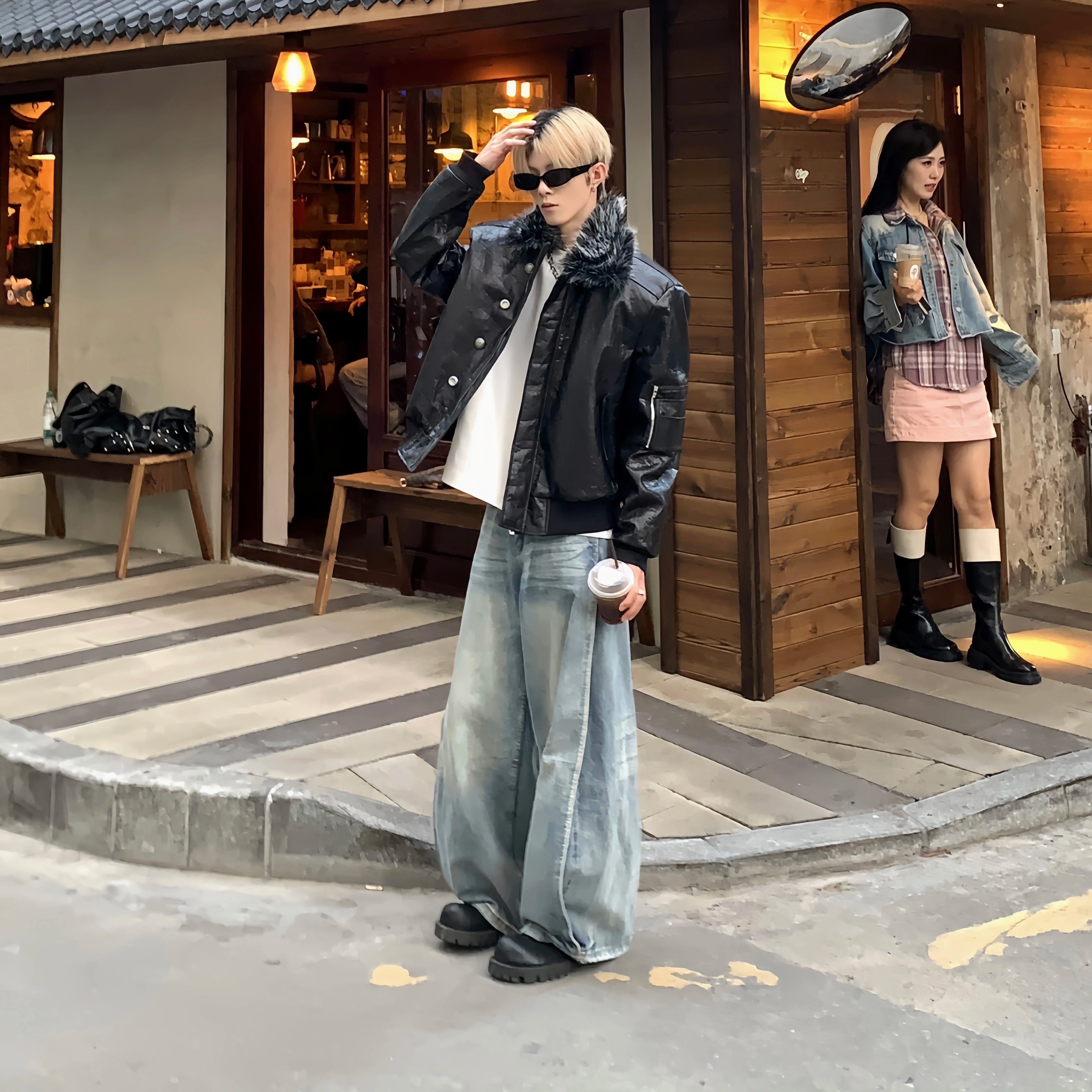 潮其他大廓形毛领短款外套