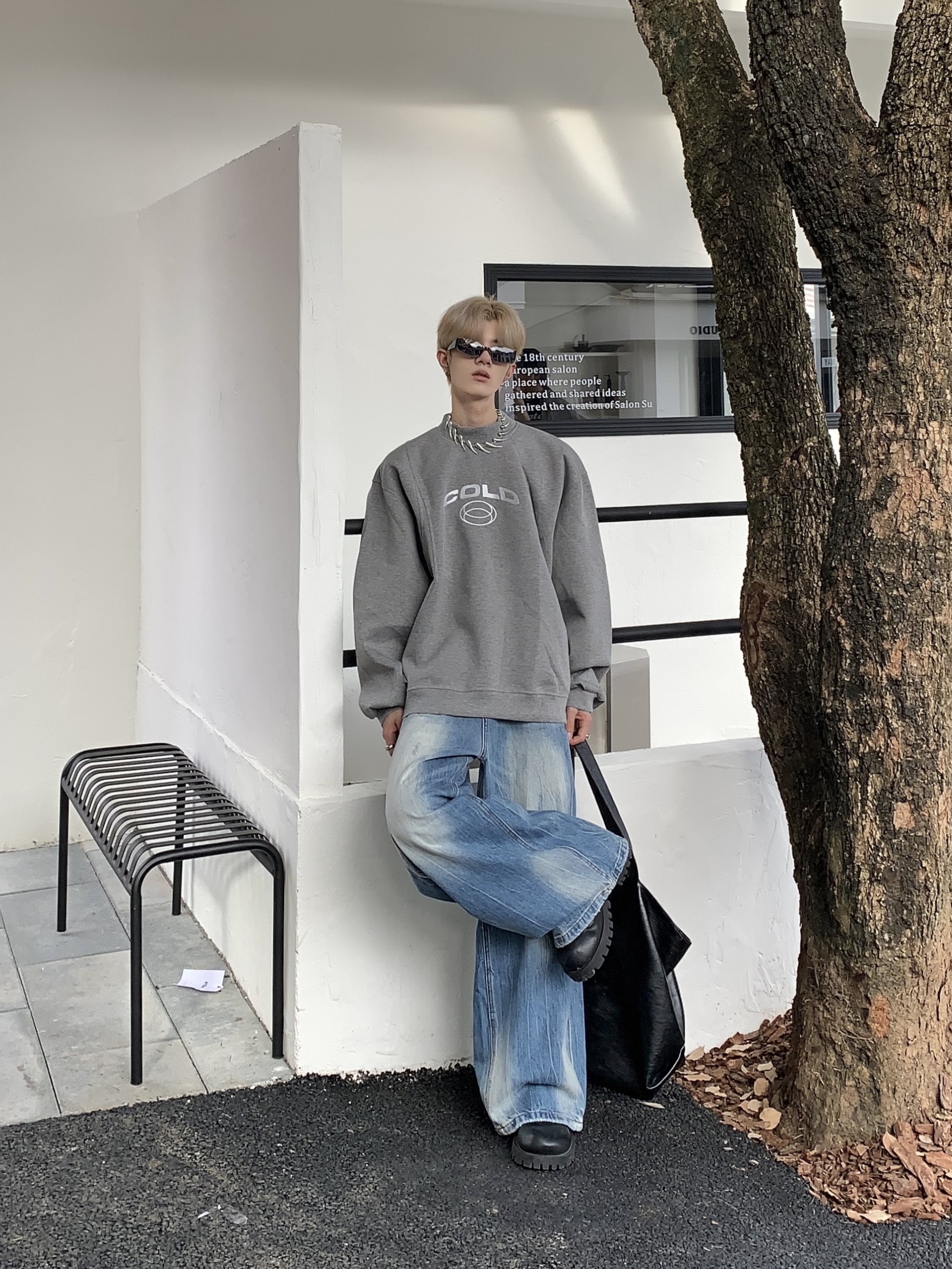 Med老叔 美式复古设计感小高领套头卫衣男复古高级感宽松休闲外套,男装,卫衣,淘宝优惠券,粉丝福利购,淘宝优惠卷