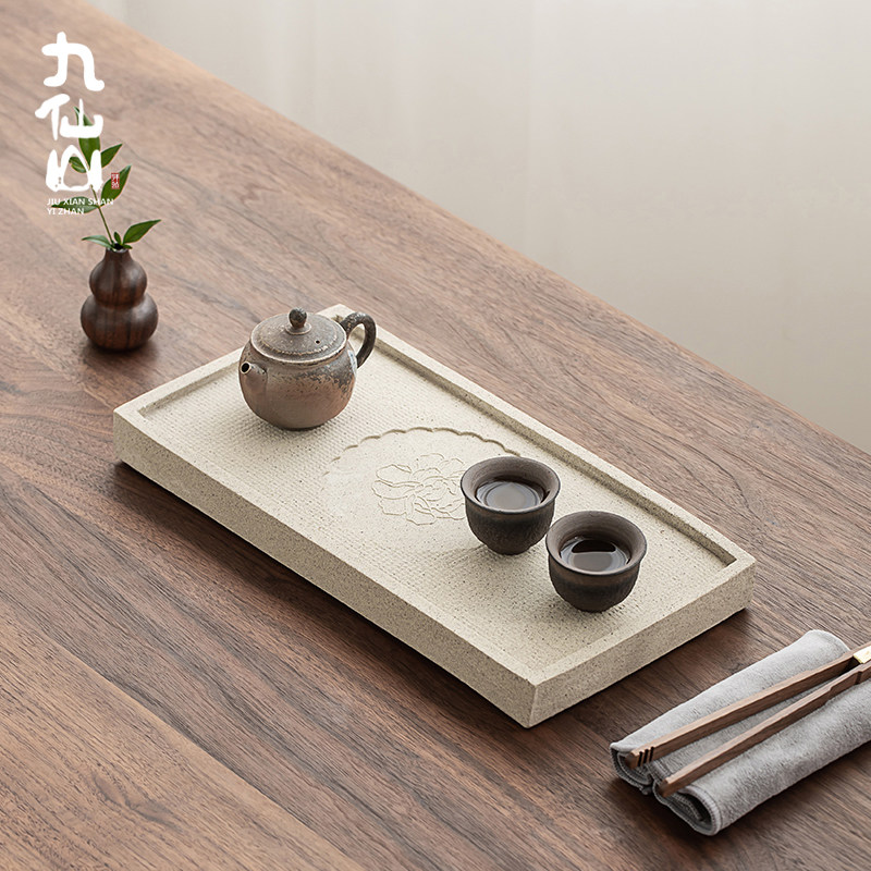 汉陶茶盘新中式茶台陶瓷吸水茶海家用小型干泡台速干长方形茶托盘