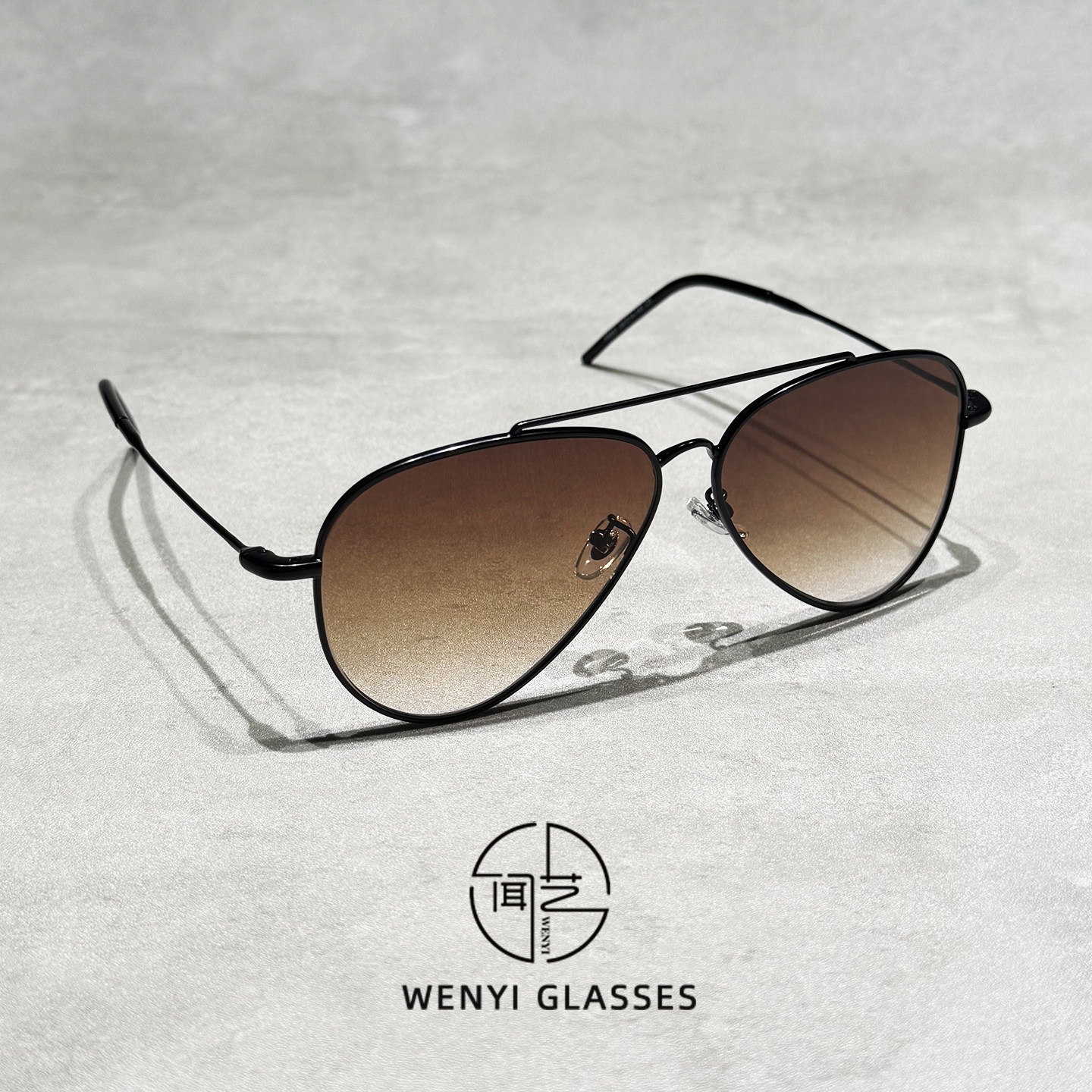 渐进茶色大框飞行员太阳镜男潮