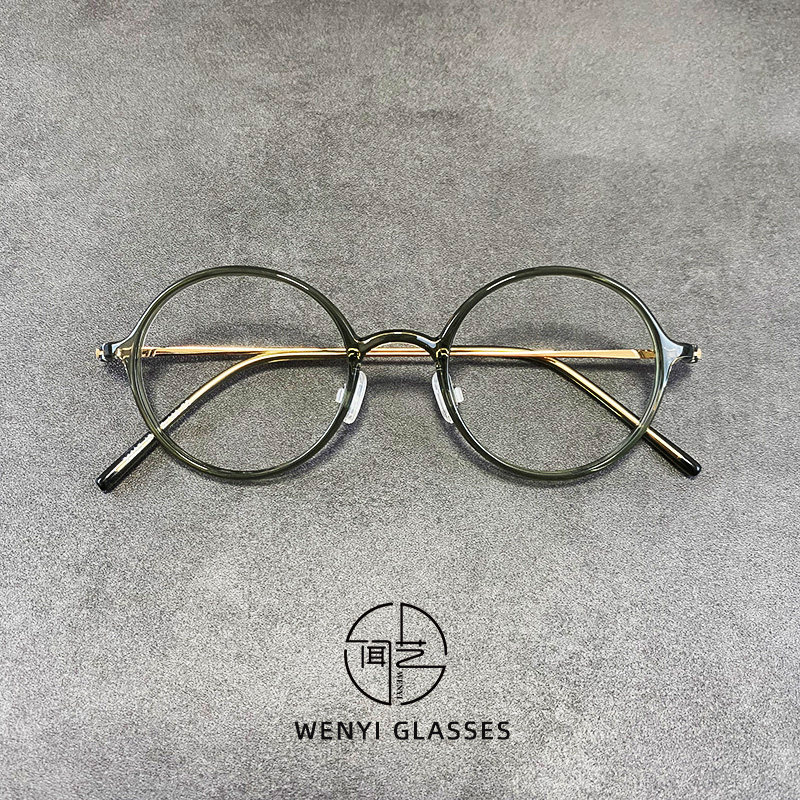 超轻8克小圆框溥仪眼镜男配近视变色防蓝光黑色复古眼镜架女文艺