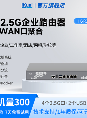 爱快R300企业级有线全千兆2.5G路由器多WAN口宽带叠加/行为管理/AC管理/支持IPv6带机量300不带wifi