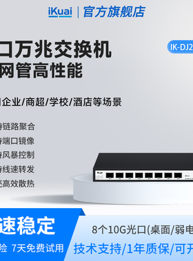 爱快万兆交换机轻管理8口以太网宽带拓展转换路由器10g光纤电口监控网络分线器网管工业企业级DJ200-8XS