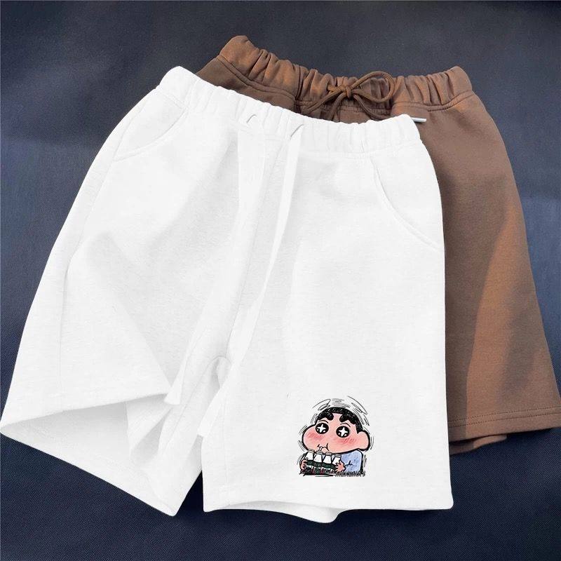 蜡笔小新潮牌休闲短裤男女夏季新款小众设计感宽松沙滩裤五分裤子