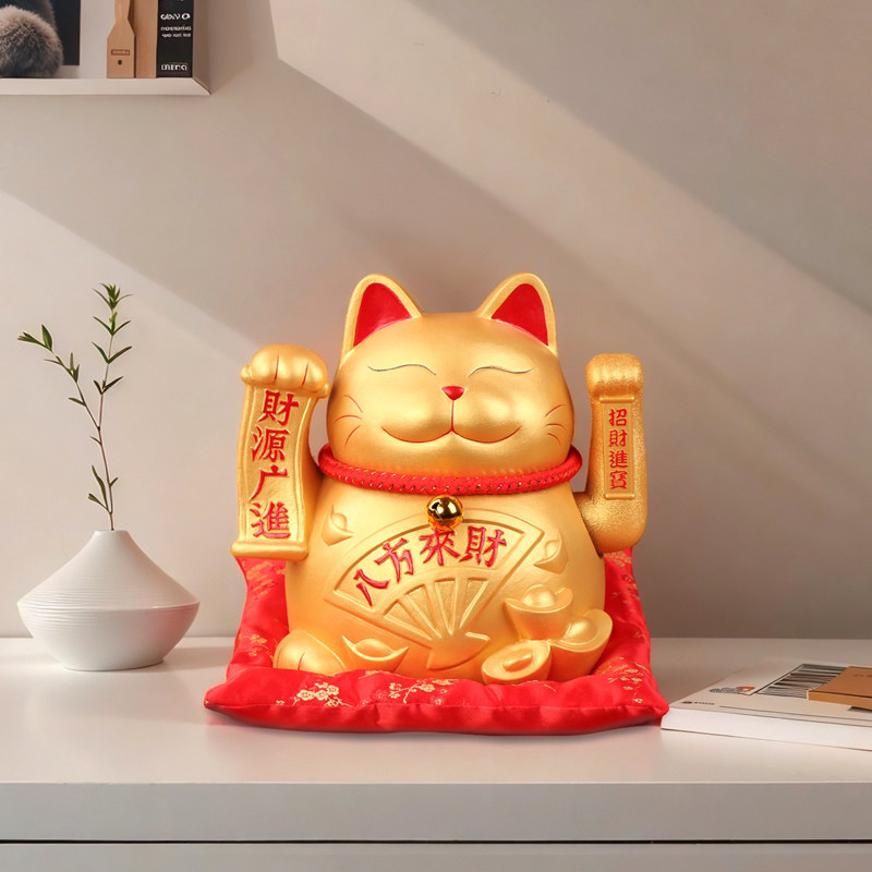 招财猫摆件摇手特大号店铺前台家用金色自动招手发财猫开业礼品