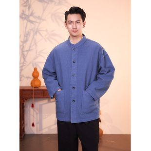 【照本堂】2026春季新款棉麻男装简约休闲双层立领上衣外套M12895