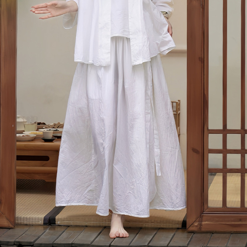 【照本堂】2026夏季新款女装国风简约高级感棉麻搭片半身裙W22689