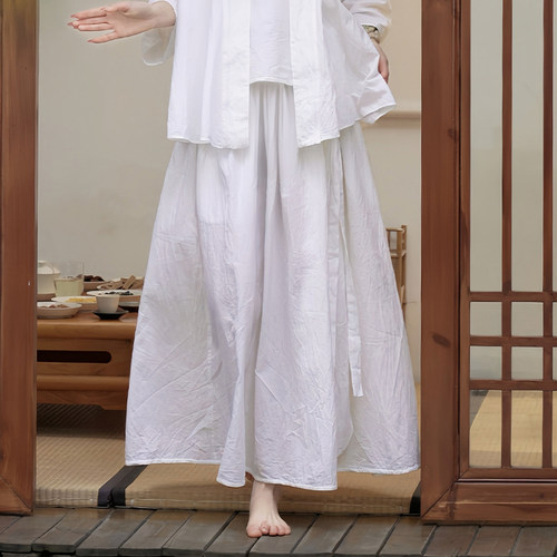 【照本堂】2026夏季新款女装国风简约高级感棉麻搭片半身裙W22689
