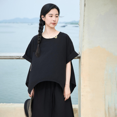 【照本堂】2025夏季新款国风女装棉麻30支时尚支风角上衣女W12704