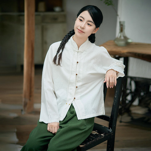 照本堂高档亚麻衬衫女