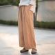 照本堂 2025新款 舒适棉麻面料休闲裤 女简约宽松阔腿裤 亚麻长裤