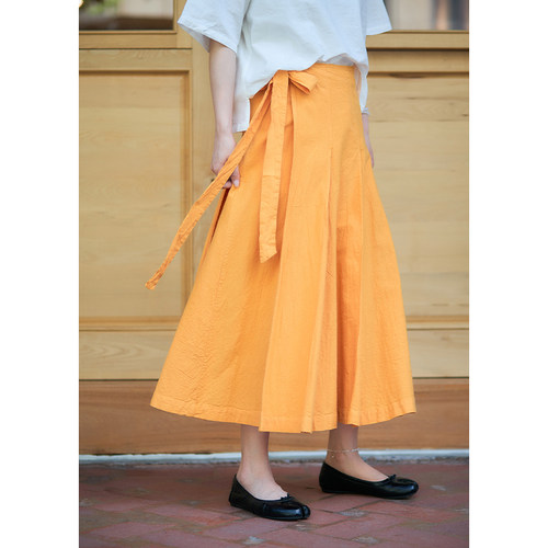 【照本堂】2026春季新款女装棉麻A字半身裙20支搭片系带裙W22722