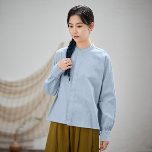 20支小立领衬衫 照本堂2025秋季 棉麻女装 国风新中式 上衣W12191 新款