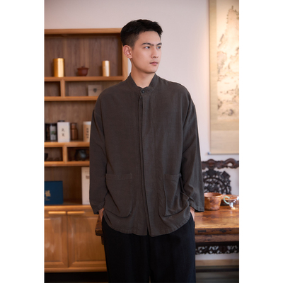 【照本堂】2026春季新款男装新中式天丝麻双门襟衬衫上衣M12800