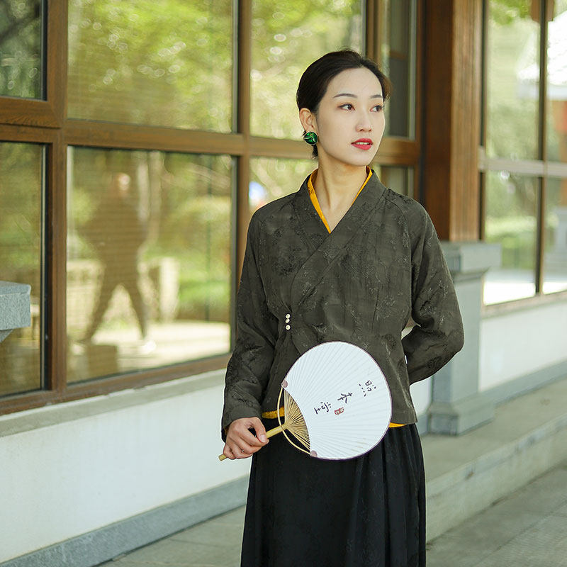 照本堂新款复古日常禅意国风古韵斜襟提花修身上衣w12288,女装/女士精品,汉服上装,淘宝优惠券,粉丝福利购,淘宝优惠卷