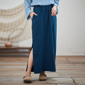 照本堂 春季 新款 高档手染新中式 国风亚麻女士半身直筒裙W22541