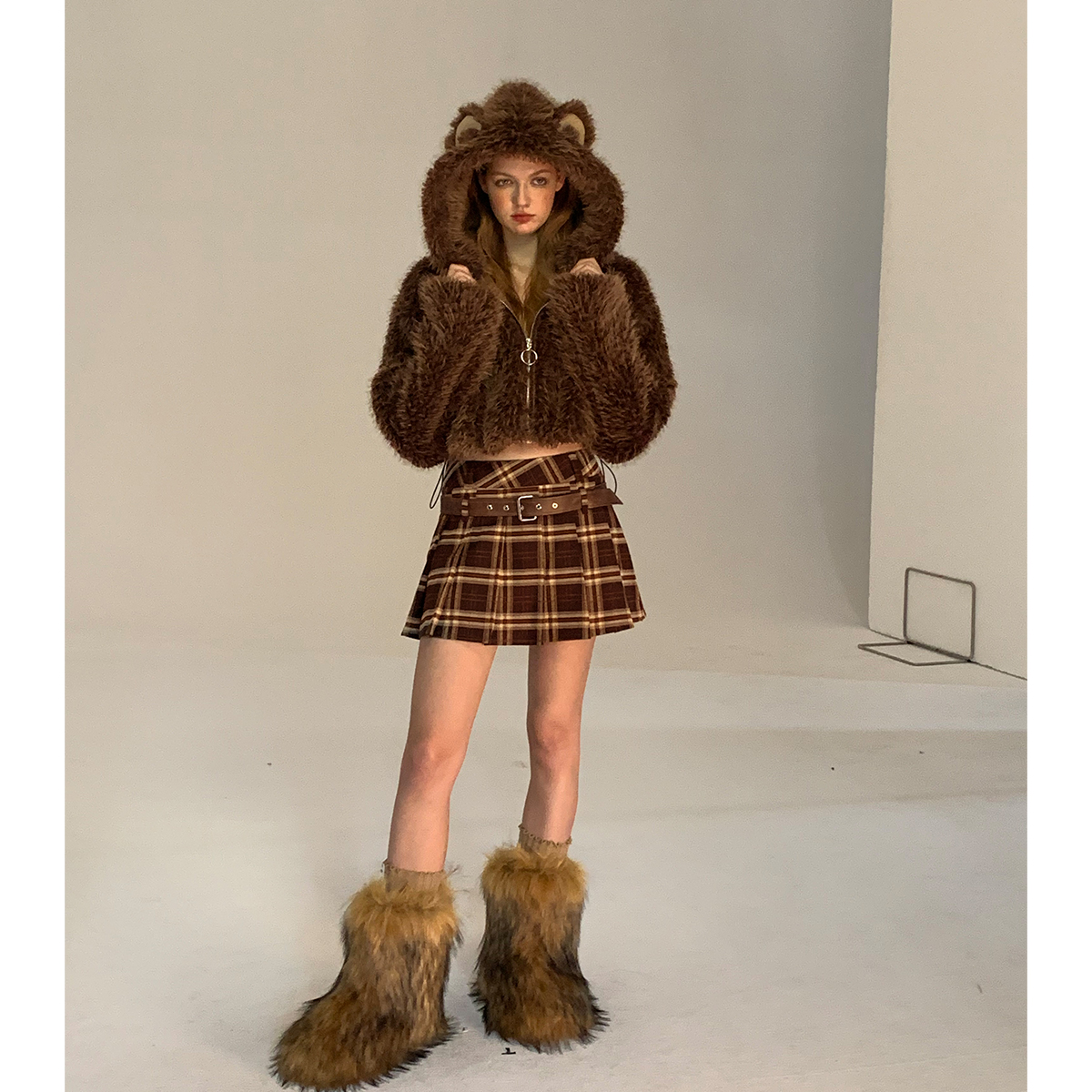 小熊环保皮草毛毛外套