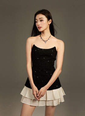 【现货】KeepBlue 赫本风黑天鹅亮片裙 高端精致连衣裙女春秋裙子