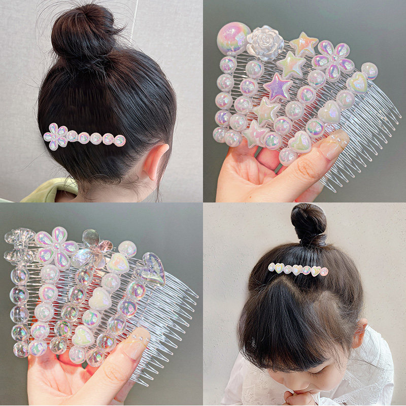 儿童发梳插梳后脑勺碎发神器女童人鱼姬发卡头饰小女孩刘海梳发夹